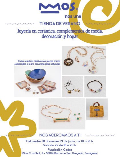 Tienda MOS de verano del 18 al 21 de junio en la sede de Fundación CEDES