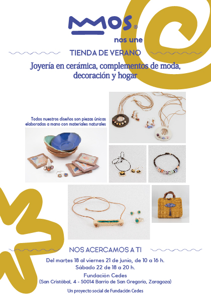 Tienda MOS de verano del 18 al 21 de junio en la sede de Fundación CEDES