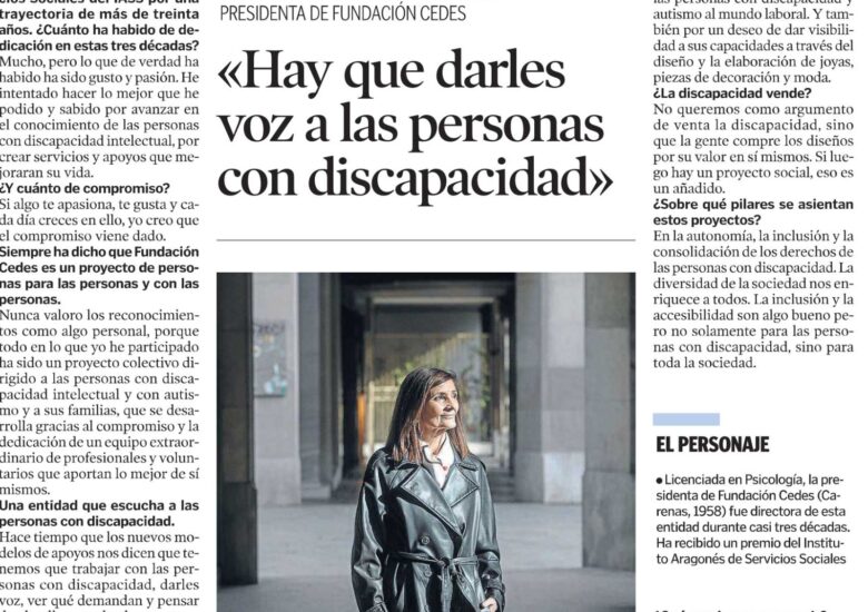 Teresa Muntadas en Heraldo de Aragón: “La inclusión real exige compromiso sostenido y apoyos personalizados”